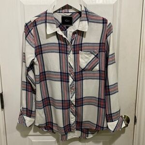 Rails Women’s Super Soft Plaid Button Down Western Shirt Size Small White Red